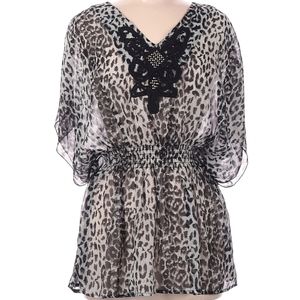 Animal Print Blouse, Nue Options, V-neck
